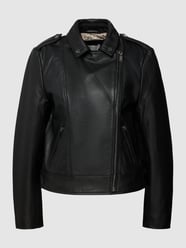 Leren jack met reverskraag van comma Casual Identity Grijs / zwart - 26