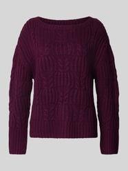 Loose Fit Strickpullover mit Zopfstrickmuster und Seitenschlitzen von Tom Tailor Rot - 8