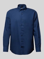 Comfort Fit Business-Hemd mit Button-Down-Kragen von Eterna Blau - 33