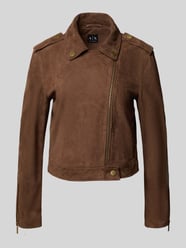 kurtka skórzana z wykładanym kołnierzem i zamkiem błyskawicznym od Armani Exchange - 7