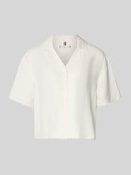 Bluzka lniana o pudełkowym kroju z dodatkiem wiskozy od Tommy Hilfiger - 5