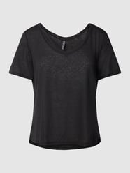 T-Shirt aus Leinen-Modal-Mix in unifarbenem Design von Pieces Grau / Schwarz - 42