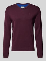 Regular Fit Strickpullover mit V-Ausschnitt von Tom Tailor Bordeaux - 4