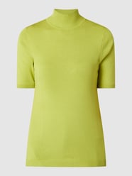 T-shirt z imitacji dzianiny z golfem od Minus Zielony - 8