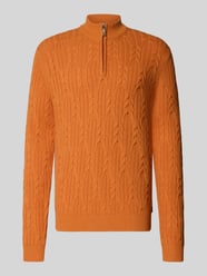 Slim Fit Strickpullover aus Baumwoll-Woll-Mix von Fynch-Hatton Orange - 37