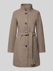 Lange jas met strikceintuur, model 'Cilia' van B.Young Beige - 10