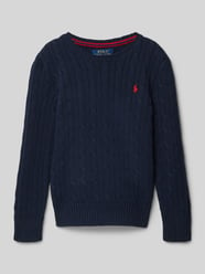Sweter z dzianiny z wzorem warkocza od Polo Ralph Lauren Teens - 4
