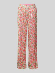 Spodnie materiałowe o rozkloszowanym kroju z cekinowym obszyciem model ‘KAIA’ od YAS Różowy - 46