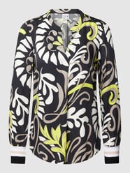 Blouseshirt met all-over motief en geribde mouwboorden van Emily Van den Bergh Zwart - 25