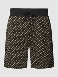 Relaxed fit sweatshort met all-over motief van BOSS Groen - 28