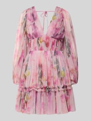 Cocktailkleid aus Tüll mit V-Ausschnitt von Lace & Beads Pink - 34
