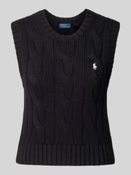 Bezrękawnik ze ściegiem warkoczowym i wyhaftowanym logo od Polo Ralph Lauren - 4