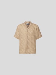 Leinenhemd mit grafischem Allover-Muster von Frescobol Carioca Beige - 5