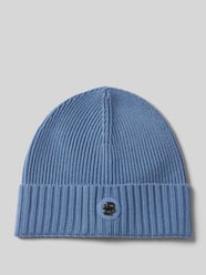 Beanie aus Schurwolle mit Label-Detail Modell 'Fati' von BOSS Blau - 43