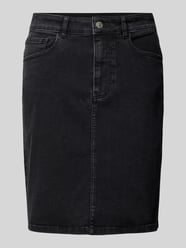 Spódnica jeansowa o długości do kolan z dodatkiem streczu od Knowledge Cotton Apparel Czarny - 1