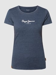 T-Shirt mit Streifenmuster Modell 'Mahsa' von Pepe Jeans Blau - 39