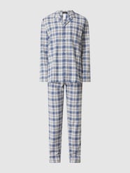 Pyjama van katoenflanel van Hanro Blauw - 2
