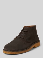 Leren veterschoenen met siernaden, model 'RIGA' van SELECTED HOMME Bruin - 28