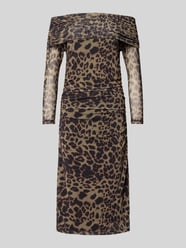 Slim Fit Midikleid mit Allover-Animal-Print Modell 'Parda' von ICHI Beige - 3