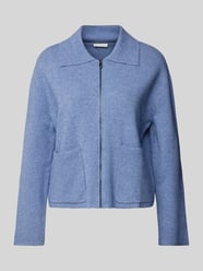 Regular Fit Strickjacke mit aufgesetzten Taschen und Reißverschluss von Tom Tailor Blau - 22