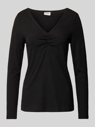 Longsleeve mit geripptem V-Ausschnitt Modell 'mona' von Fransa Schwarz - 33