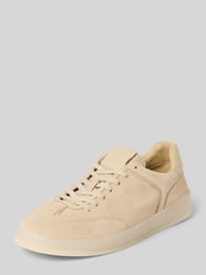 Sneakers van echt leer met reliëflogo model 'Farrell' van Blauer USA Beige - 7