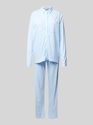 Pyjama mit Umlegekragen von Mey Blau - 18