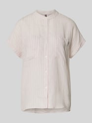 Bluzka lniana o kroju relaxed fit z krótkim rękawem od Tommy Hilfiger Fuksjowy - 40