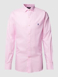 Slim fit zakelijk overhemd met kentkraag en labelstitching van Polo Ralph Lauren Roze - 36