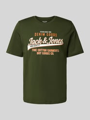 T-shirt met labelprint, model 'ELOGO' van Jack & Jones Groen - 23