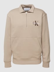 Sweatshirt mit Label-Stitching Modell 'QUARTER' von Calvin Klein Jeans Braun - 2