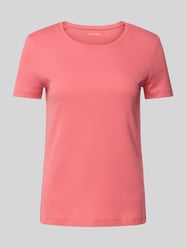 T-shirt z prążkowanym okrągłym dekoltem od Christian Berg Woman Fuksjowy - 30
