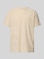 T-Shirt mit geripptem Rundhalsausschnitt Modell 'HELLAS' von ONLY & SONS Beige - 4