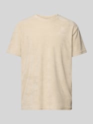 T-shirt met geribde ronde hals, model 'HELLAS' van Only & Sons Beige - 25