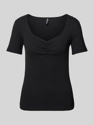 T-Shirt in Ripp-Optik Modell 'TANIA' von Pieces Schwarz - 24