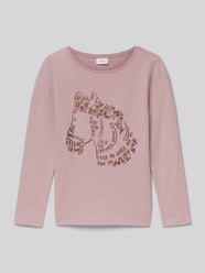 Regular fit shirt met lange mouwen en glitterprint van s.Oliver RED LABEL Roze - 7