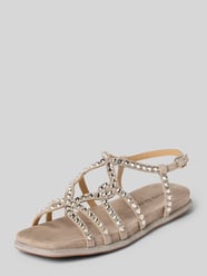 Ledersandalette mit Ziersteinbesatz von ALMA EN PENA Beige - 2
