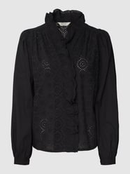 Bluse aus reiner Baumwolle mit Lochstickerei von Part Two Schwarz - 31