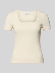 T-shirt w prążkowaniu z obszyciem koronką od Jake*s Casual - 7