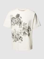 T-Shirt mit Rundhalsausschnitt und Motiv-Print Modell 'Doule' von HUGO Beige - 39