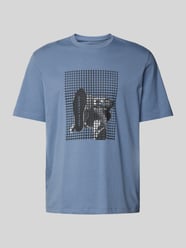 T-Shirt mit geripptem Rundhalsausschnitt von ARMANI EXCHANGE Blau - 2