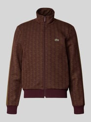 Regular Fit Sweatjacke mit Monogramm-Print von Lacoste Bordeaux - 25