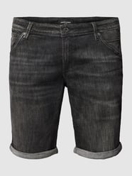 PLUS SIZE Jeansshorts mit fixierten Beinumschlägen Modell 'RICK' von Jack & Jones Plus Schwarz - 25