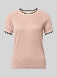 T-shirt o kroju regular fit z mieszanki wiskozy z efektem dzianiny od Jake*s Collection Fuksjowy - 6