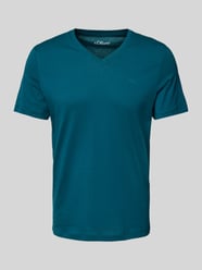 Regular Fit T-Shirt aus reiner Baumwolle mit V-Ausschnitt von s.Oliver RED LABEL Blau - 8