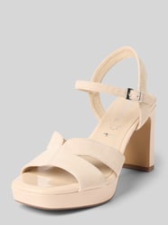 Sandalette aus Leder mit Blockabsatz von Tamaris Beige - 40