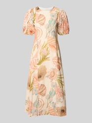 midi-jurk in all-over look met pofmouwen van Rich & Royal - 8