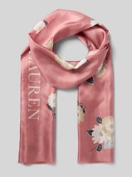 Sjaal van zijde met logoprint en franjes van Lauren Ralph Lauren Fuchsia - 45