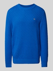 Strickpullover mit Label-Stitching von Gant Blau - 20