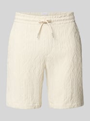 Korte broek van viscosemix met structuurpatroon en elastische band van Lindbergh - 23